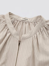 Shirring Zip-up Blouse Jumper_Black