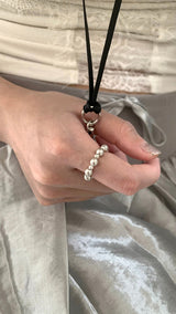 Simple silver balls banding ring