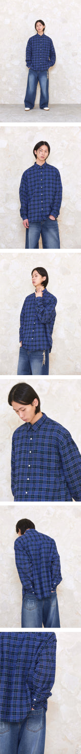 ALARM ONE POCKET CHECK SHIRT_BLUE