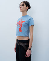 ツイストロゴクロップTシャツ　ブルー