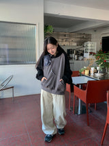 Huvit Pintuck Cotton Denim Wide Pants