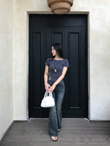 Lost Ball Stud Boat Neck Slit Half Tee