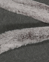 Fur Trim Jersey Zip-up / Charcoal