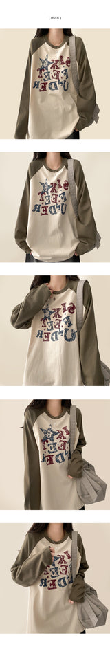 Witty Vintage Crack Lettering Nagrang Long Sleeve Tee 