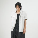 Stripe seersucker shirts 2color