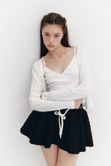 Ribbon Punching Cardigan Ivory