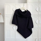 Chic black unbalanced off-shoulder knitwear