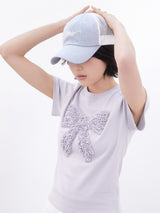 Dot Frill Ribbon T-Shirt (BABYBLUE)