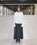 D Logo Star Stud Knit Hood ZIip Vest_Cream