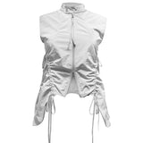 ROUND POCKET VEST . WHITE