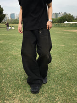 シエルブラックチンウォッシュ加工デニムパンツ