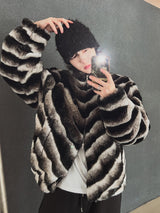 Wavy Gradation Fur Jacket
