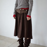 FLARE RIB SKIRT (BROWN)