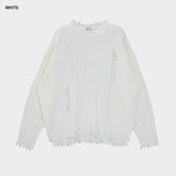 Bold ribbed damage over knit