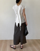 Tie-neck Strap Cap Sleeve Blouse