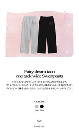 フェアリードリームアイコンワンタックワイドスウェットパンツ (2color)
