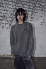 Pigment Punctured UN Long Sleeve Tee Charcoal