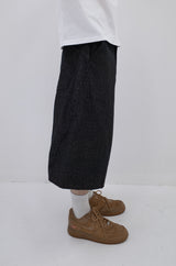 Side Slit Bermuda Denim Pants Black