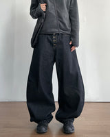 Button Curved Denim Pants