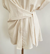Hedden Linen Shirt Wrap Banding Wide Pants Set