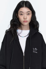 26FW★ Line Work Embroidered Hood Zip-Up