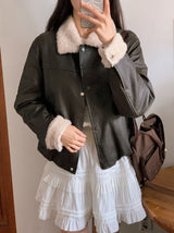 #BY Boa Collar Leather Blouson (2color)