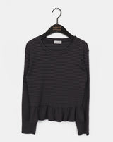 ゲッティストライプフリルレイヤード長袖Tシャツ