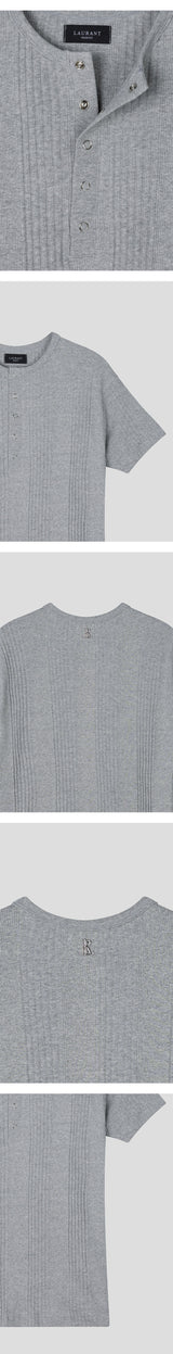 [S/S] ハイリベッドヘンリーネックハーフニット(2color)