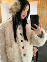 Beads Burton No Collar Round Fur Jacket