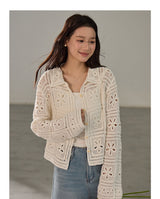 Antique Crochet Punching Long Sleeve Cardigan