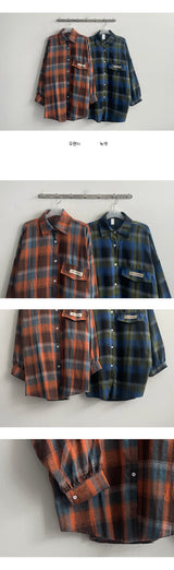 Naku Patch Deep Color Check Shirt