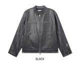 Bleed Washing Leather Biker Jacket