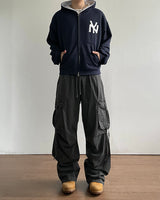 NY Crop Embroidered Zip-Up Hoodie