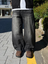 ブリーチカーブデニムパンツ (Black / S·M·L)