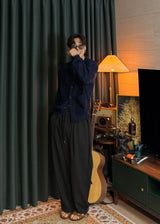 Planned Banding One-Tuck String Slacks