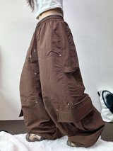 DOWN CARGO RIVET NYLON LONG PANTS 🖤🤎🩶3COLOR