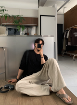 Aid Daily Linen Overfit Long Sleeve T-shirt