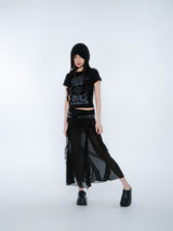 SILHOUETTE RUFFLE MAXI SKIRT [BLACK]