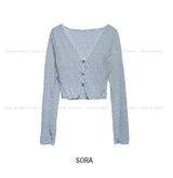 Tease See-Through Wrinkle Crop Cardigan