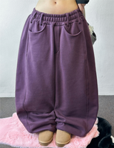 バルーンワイドコライド ベルトポイントフリースバルーンワイドパンツ🖤💜 5カラーズ