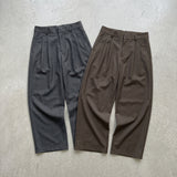 Deep Double-Pleat Wide Trousers