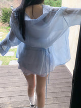 Back Note Back Strap Oversized Long Sleeve Shirt