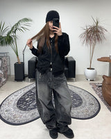 Luton Drawing Flower Denim Pants
