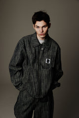 Herringbone Stripe Denim Jacket