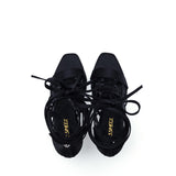サテンストラッピーサンダルヒール (Black)