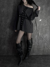 cross stud loose fit long sleeve (2color)
