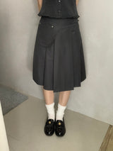 Aveni Pocket Banding Midi Skirt