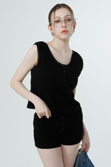 ワッフルミニパンツ_BLACK