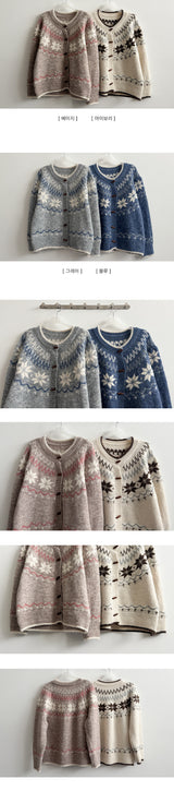 Snowflake tteokbokki button knit cardigan