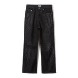 laser cowboy flare denim pants black